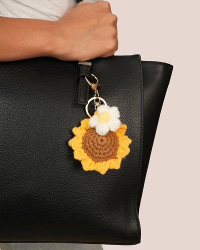 Sunflower Floral Crochet Bag Charm | Stylika