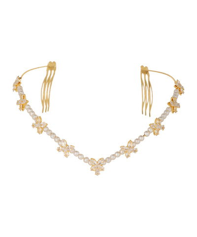 Floral Motif Tiara with Faux Pearl and Crystal Details | Stylika