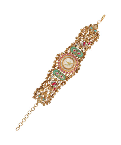 Heritage bracelet watch with ornate peacock motif