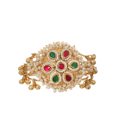 Oxidised Ghungroo Floral Statement Cuff Bracelet | Stylika