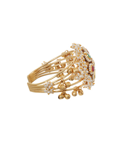 Oxidised Ghungroo Floral Statement Cuff Bracelet | Stylika