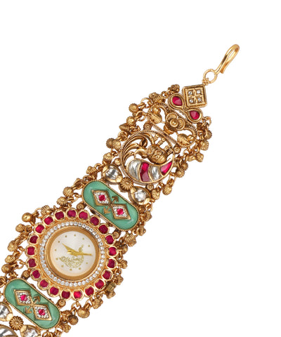 Heritage bracelet watch with enamel-style decorative detail