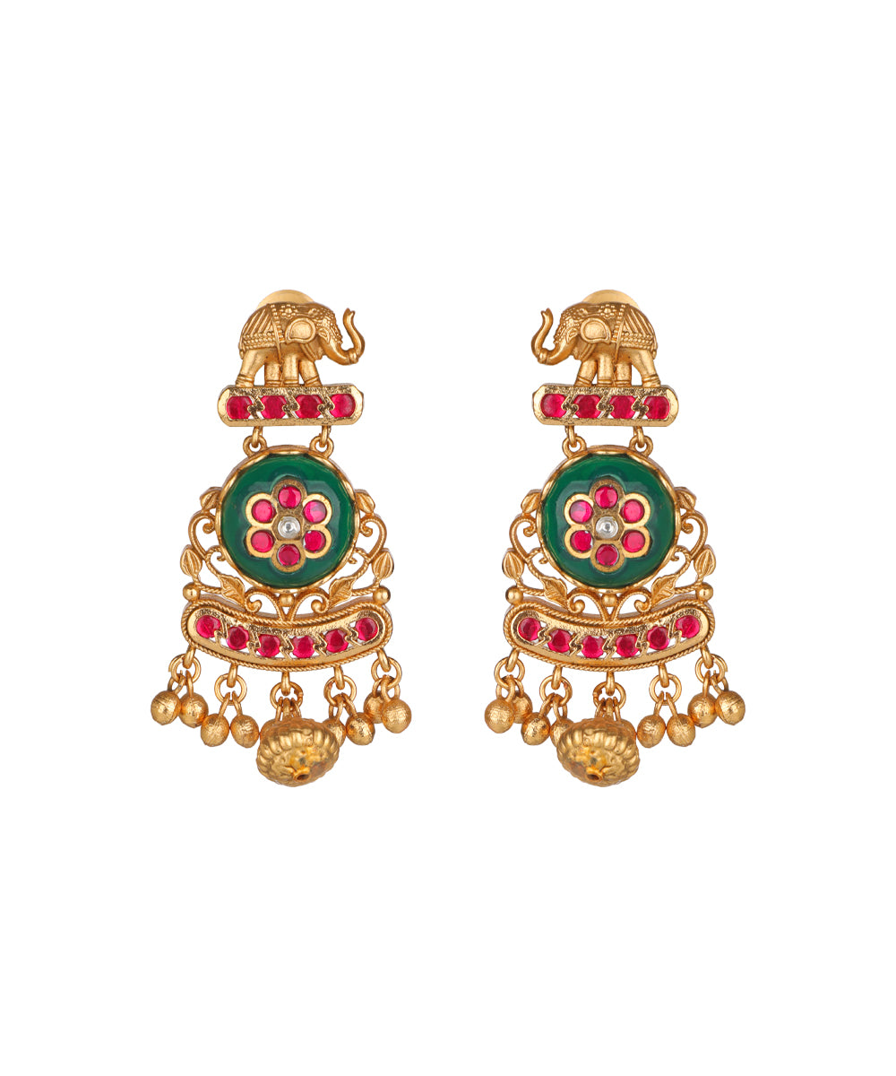 Layered long necklace set styled for traditional wear