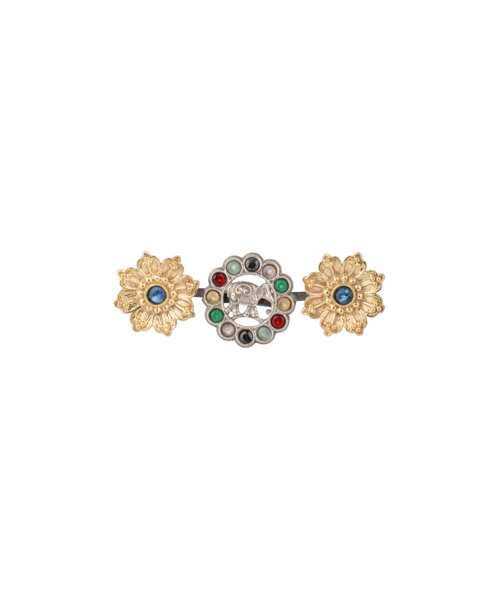 Twin Lotus Medallion Trio Ring | Stylika