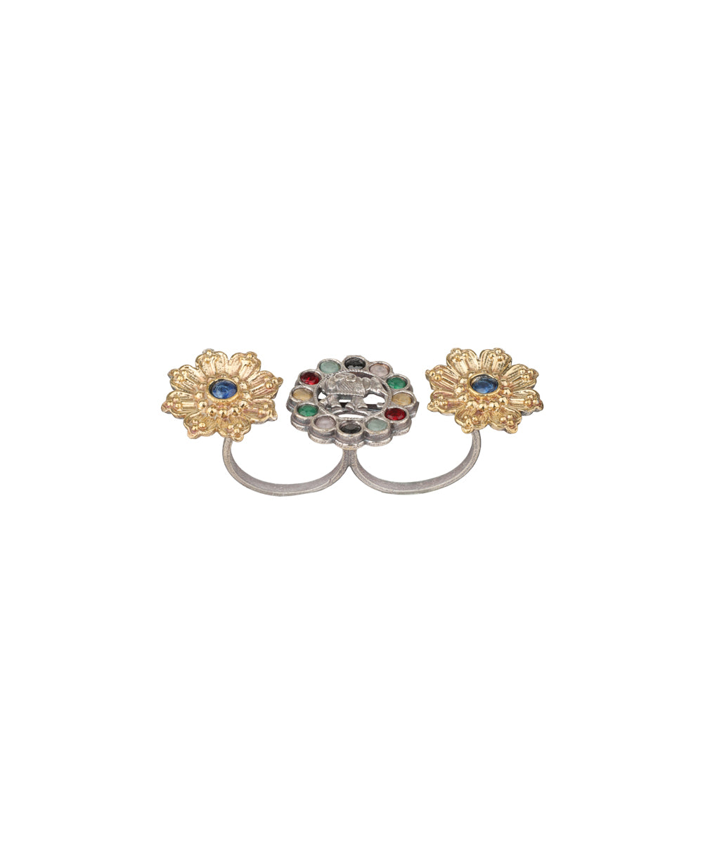 Twin Lotus Medallion Trio Ring | Stylika