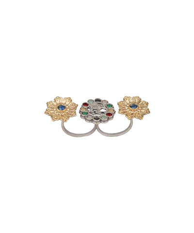 Twin Lotus Medallion Trio Ring | Stylika