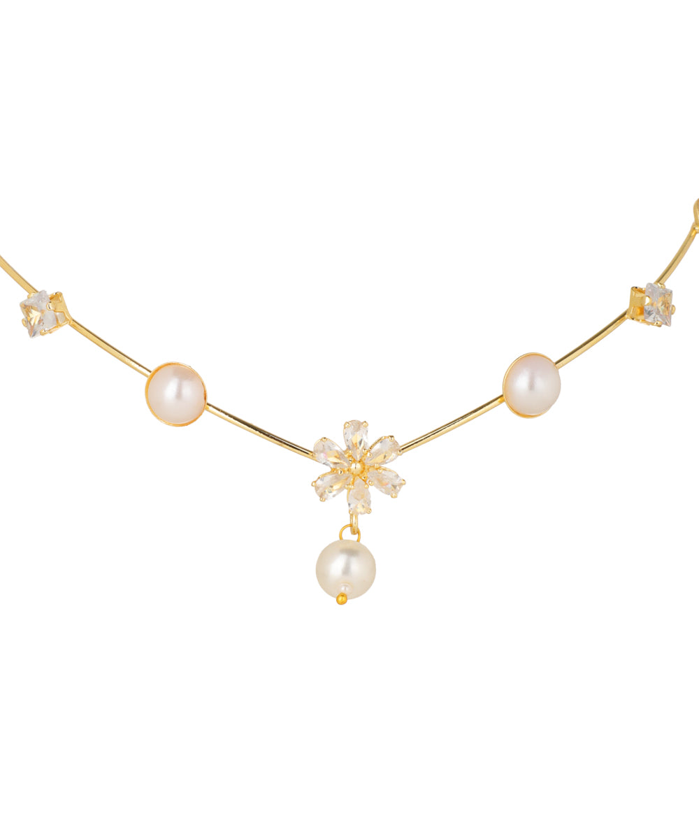 Floral Motif and Faux Pearl Headband Tiara Accessory | Stylika