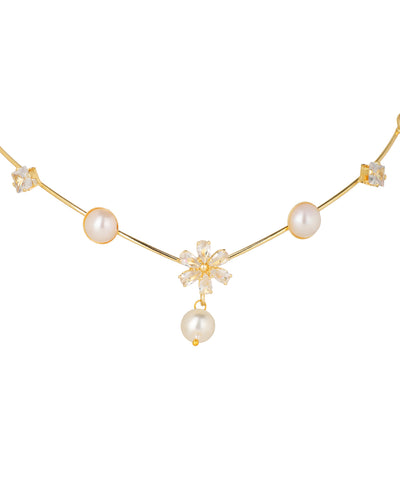 Floral Motif and Faux Pearl Headband Tiara Accessory | Stylika