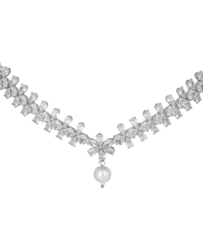 Floral Motif and Faux Pearl Embellished Tiara | Stylika