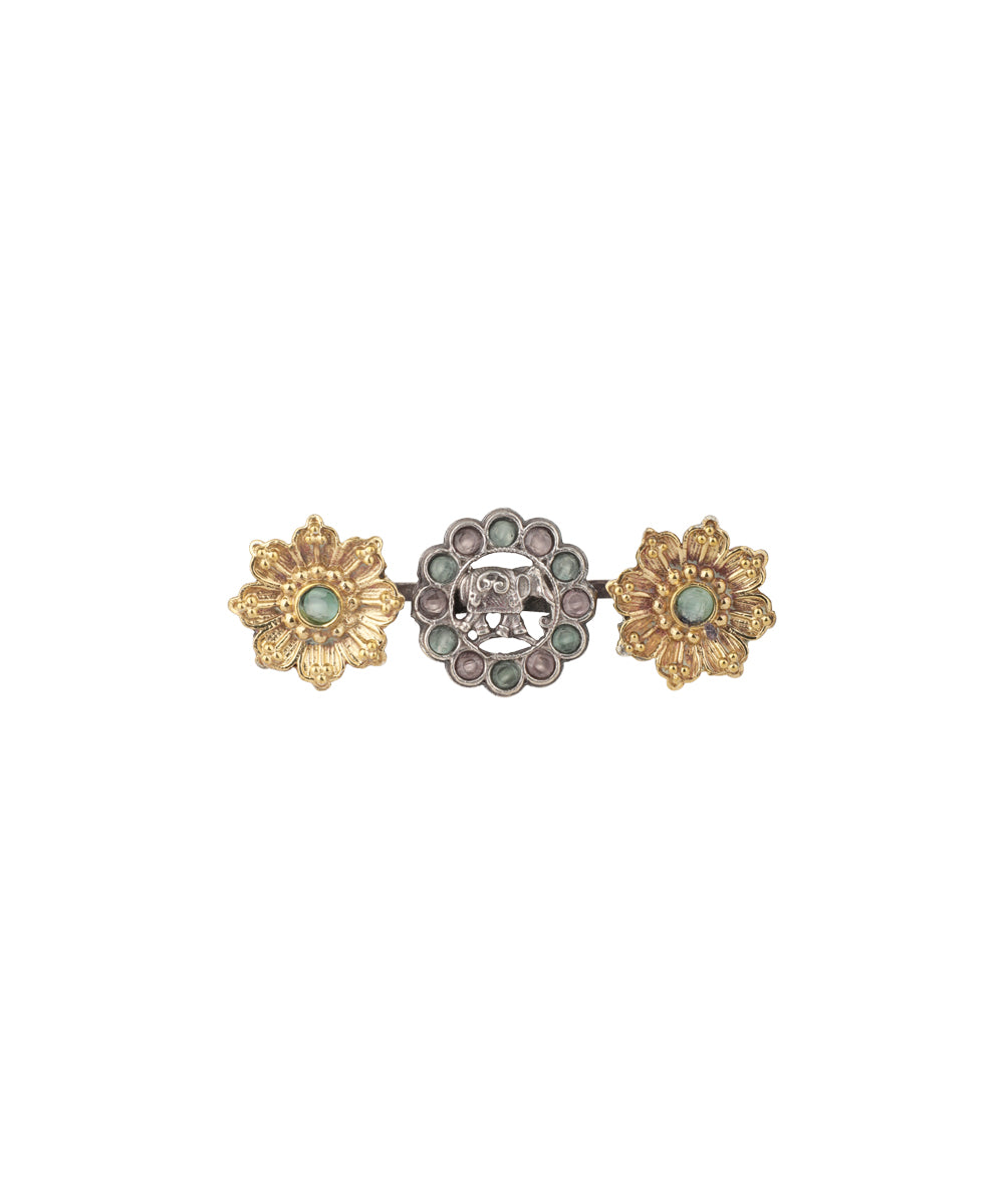 Twin Lotus Medallion Trio Ring | Stylika