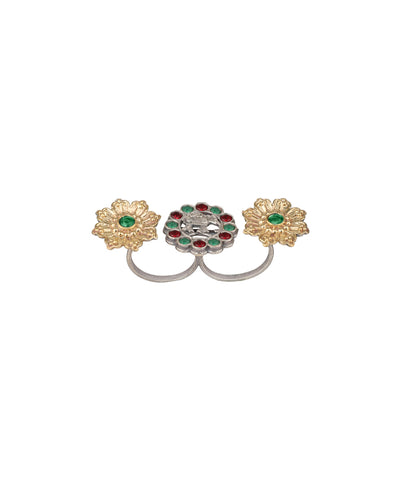 Twin Lotus Medallion Trio Ring | Stylika