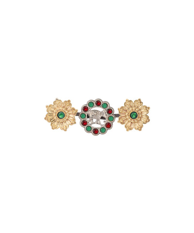 Twin Lotus Medallion Trio Ring | Stylika