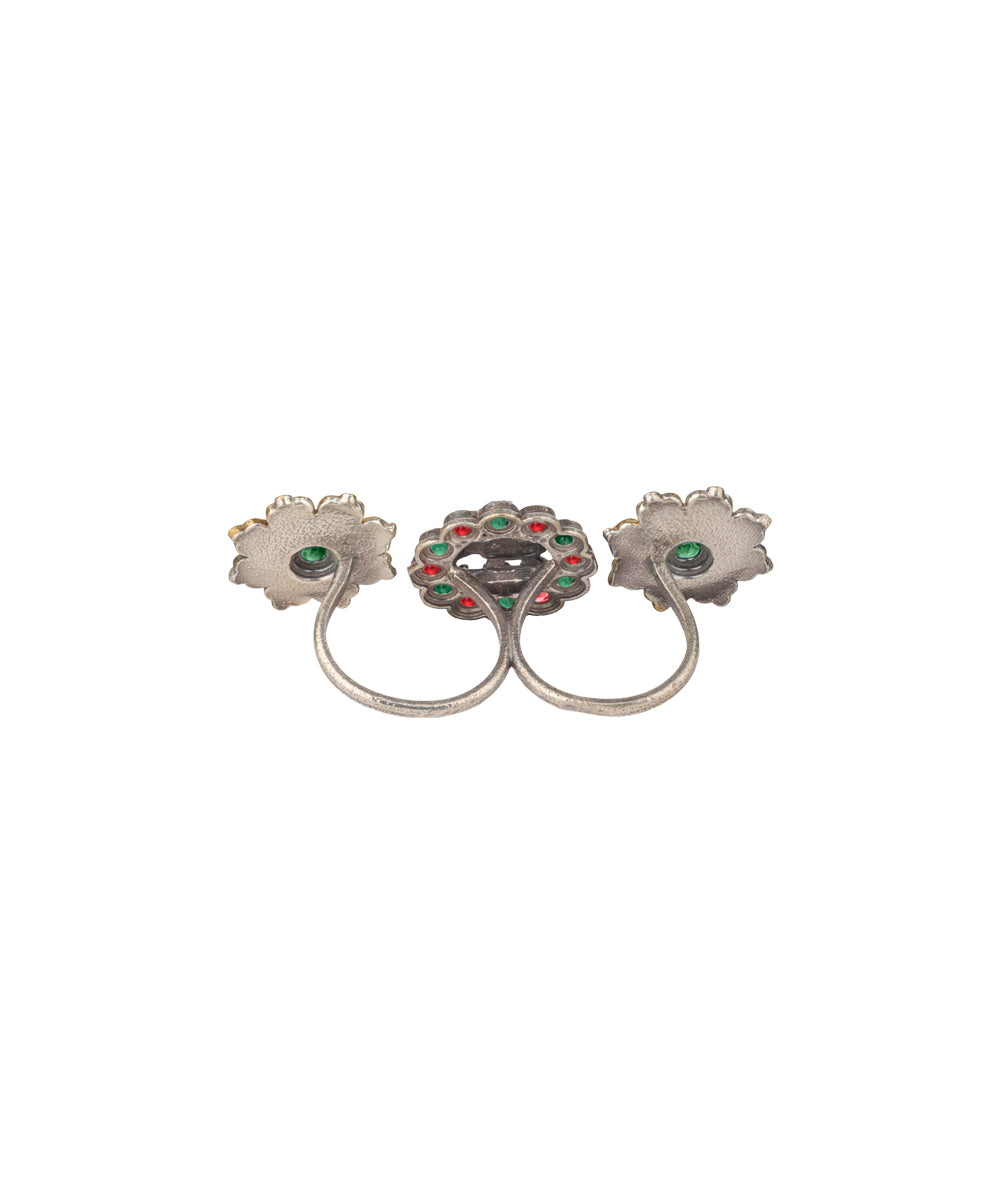 Twin Lotus Medallion Trio Ring | Stylika