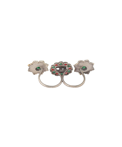 Twin Lotus Medallion Trio Ring | Stylika