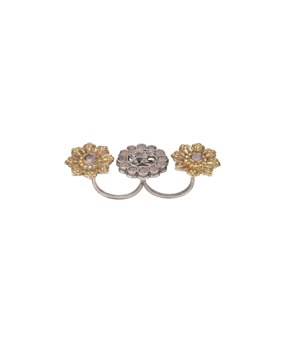 Twin Lotus Medallion Trio Ring | Stylika