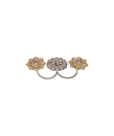 Twin Lotus Medallion Trio Ring | Stylika