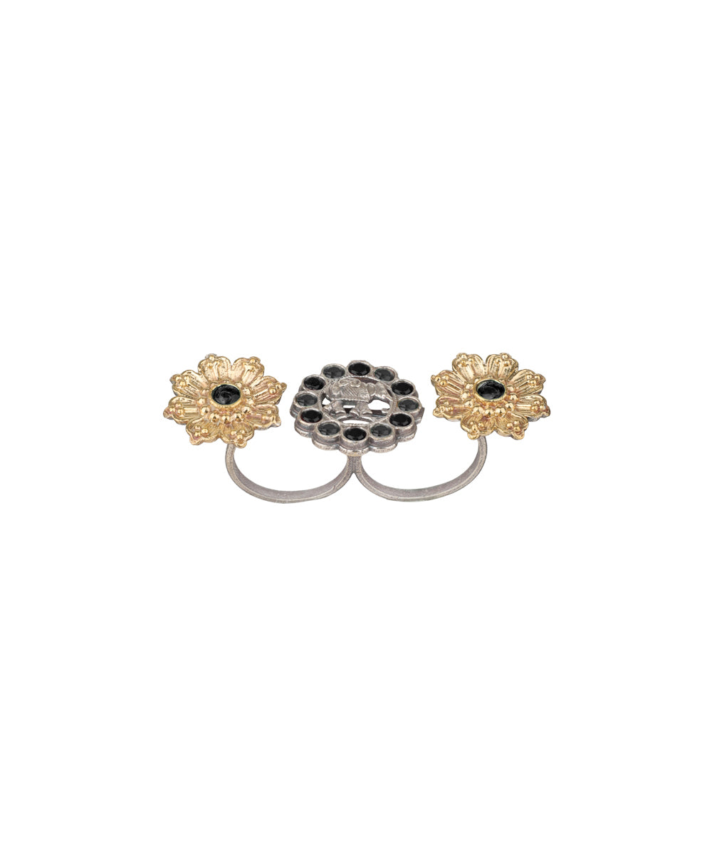 Twin Lotus Medallion Trio Ring | Stylika