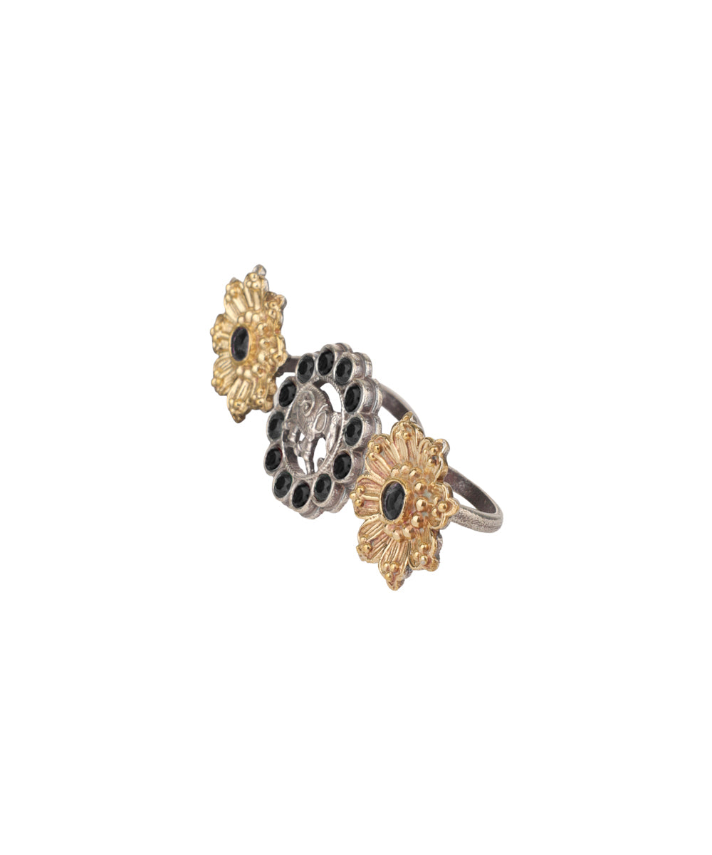 Twin Lotus Medallion Trio Ring | Stylika