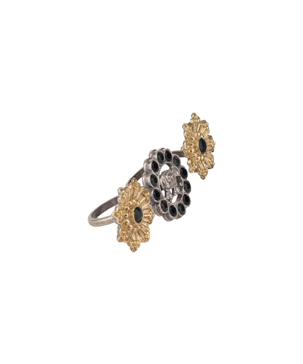 Twin Lotus Medallion Trio Ring | Stylika