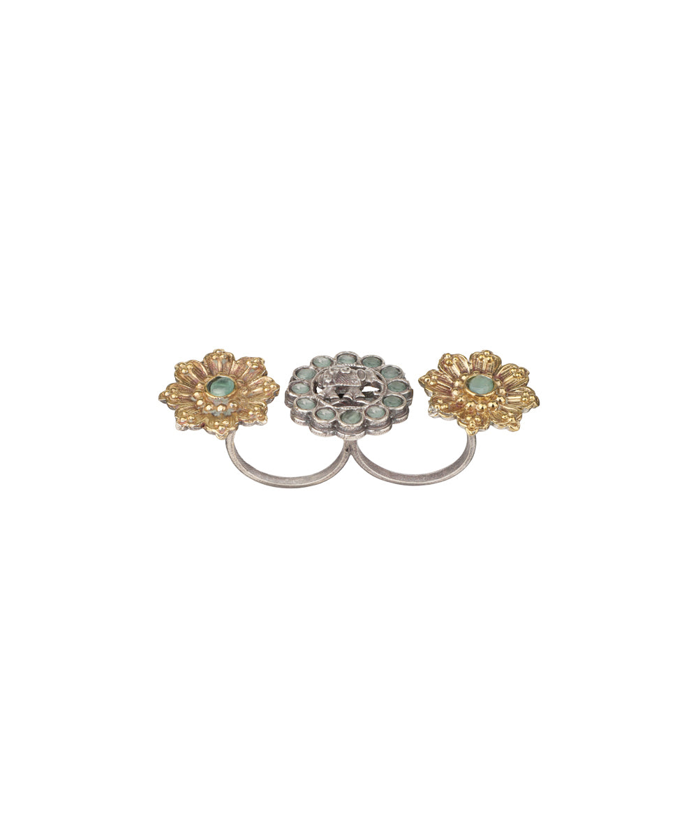 Twin Lotus Medallion Trio Ring | Stylika