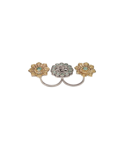 Twin Lotus Medallion Trio Ring | Stylika
