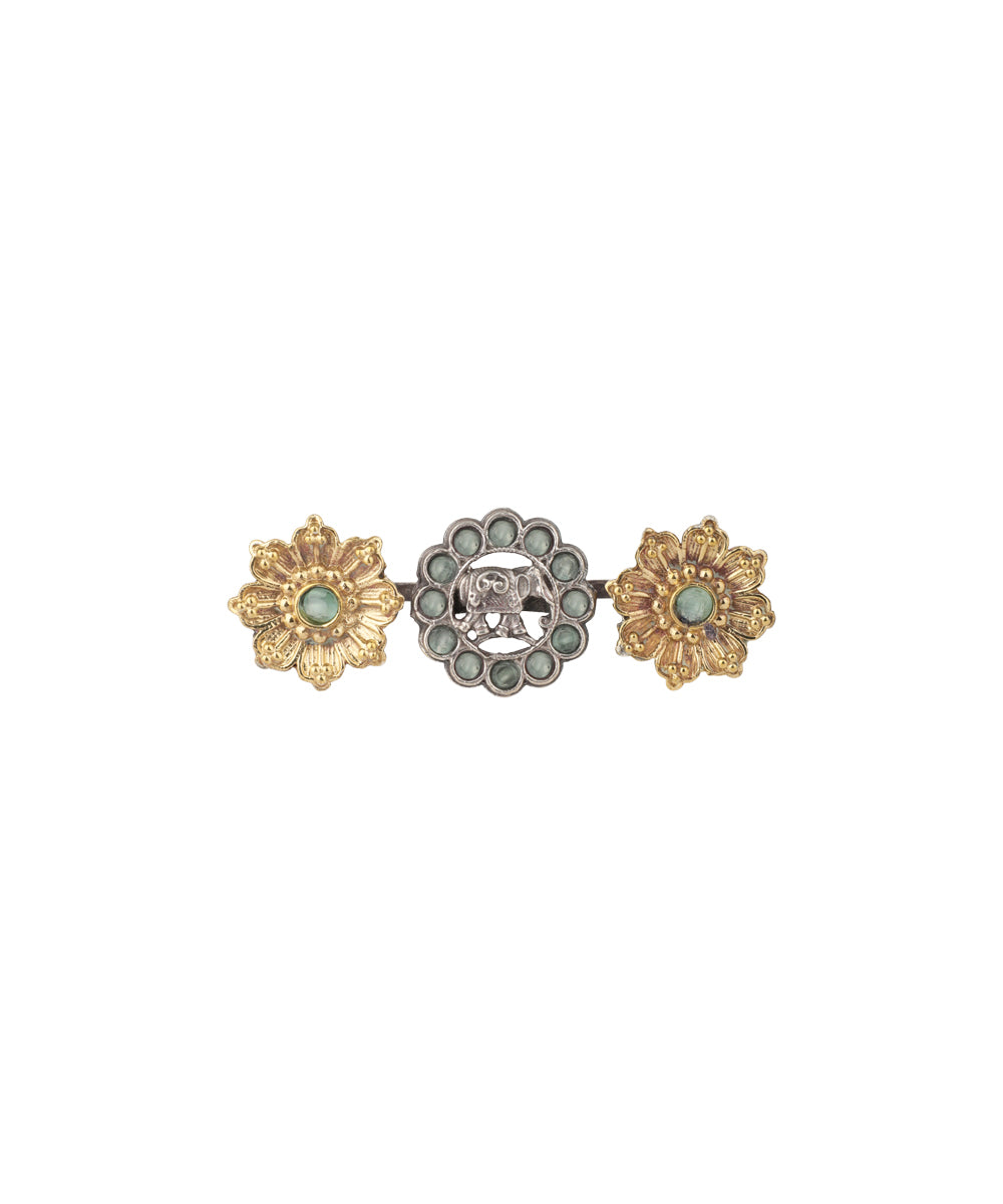 Twin Lotus Medallion Trio Ring | Stylika