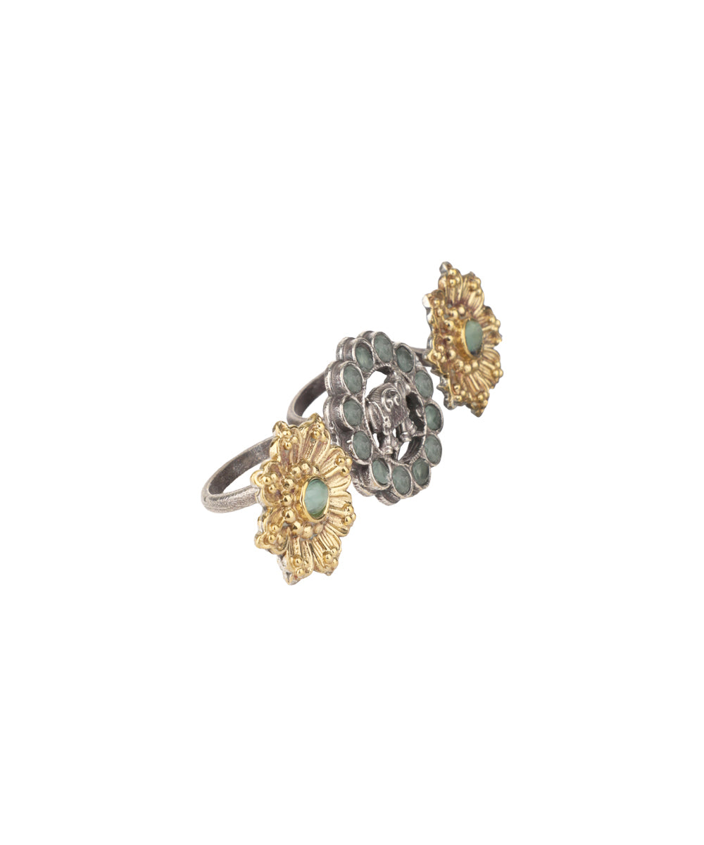Twin Lotus Medallion Trio Ring | Stylika