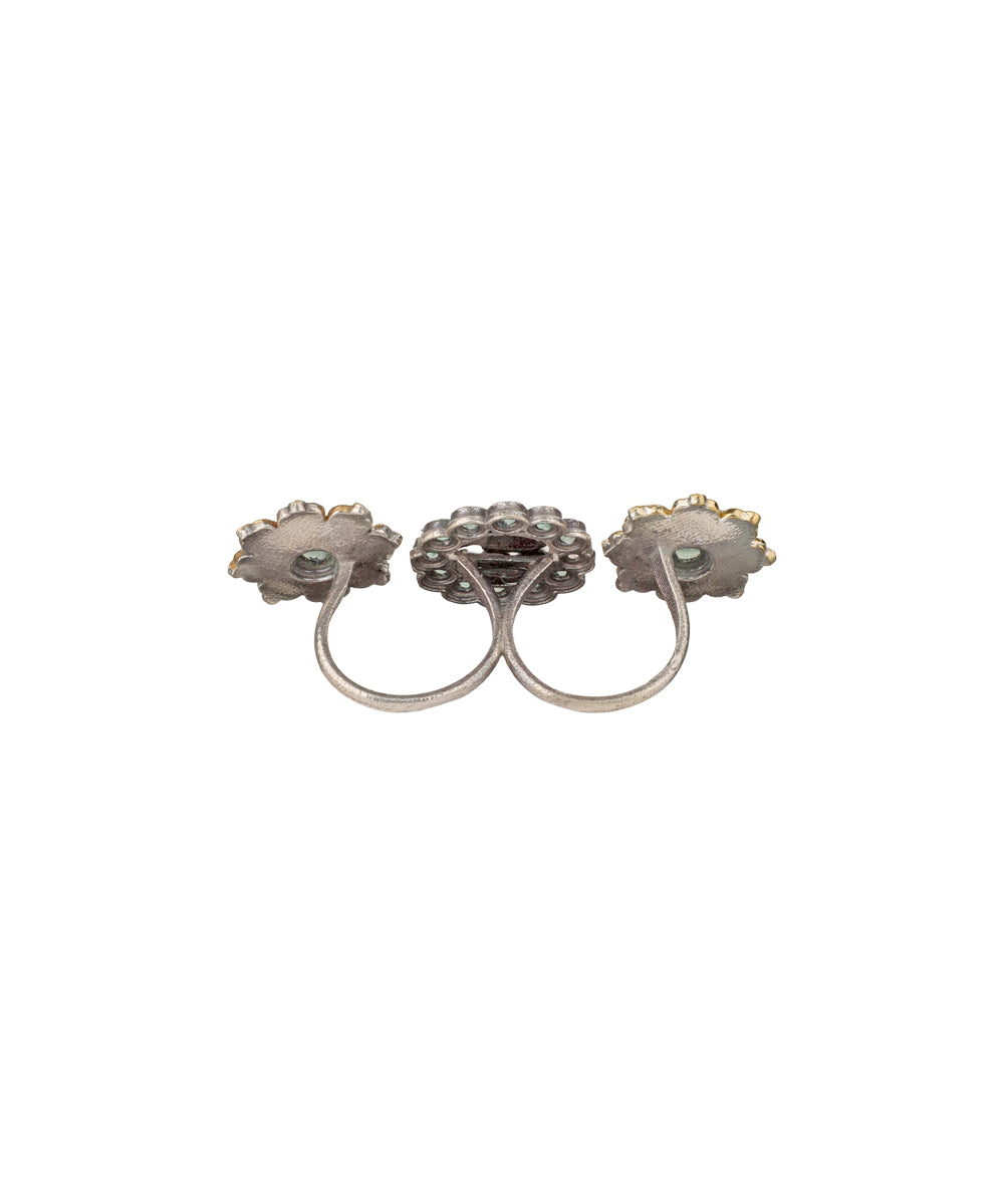 Twin Lotus Medallion Trio Ring | Stylika