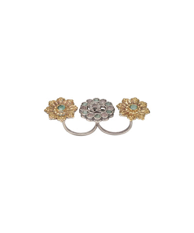 Twin Lotus Medallion Trio Ring | Stylika
