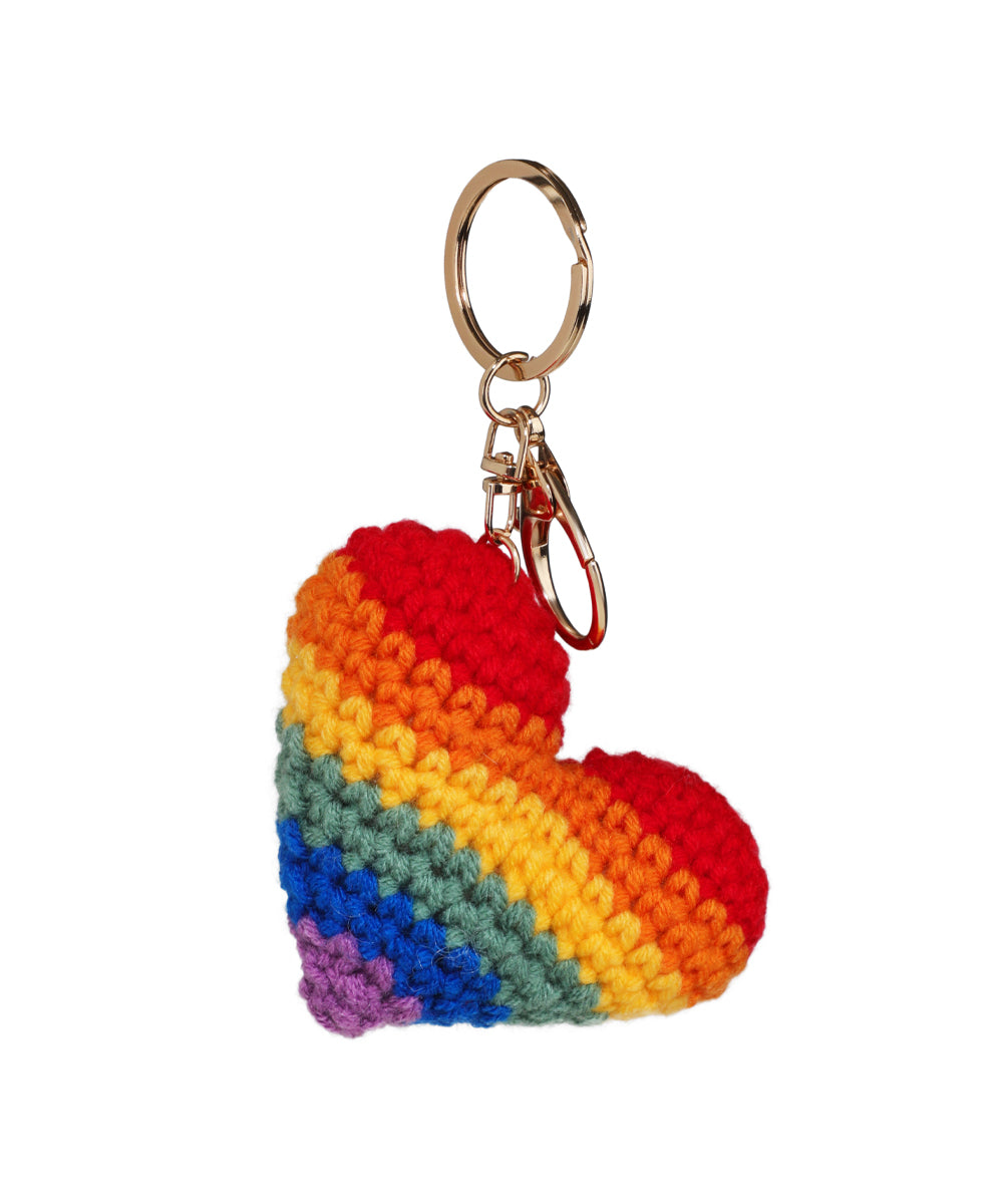 Colorful Rainbow Heart Crochet Bag Charm | Stylika