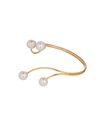 Minimal Faux Pearl Open Arm Cuff | Stylika