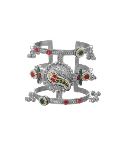 Oxidised Floral Motif Cuff Bracelet | Stylika