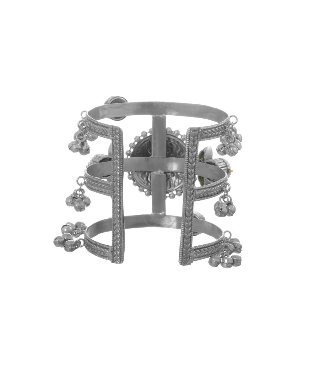 Oxidised Floral Motif Cuff Bracelet | Stylika