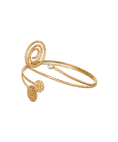 Modern Spiral Motif Arm Cuff with Textured Discs | Stylika