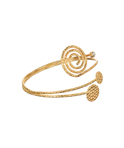 Modern Spiral Motif Arm Cuff with Textured Discs | Stylika