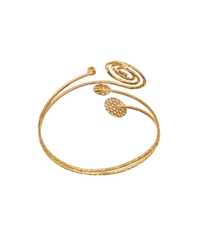 Modern Spiral Motif Arm Cuff with Textured Discs | Stylika