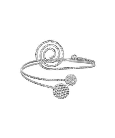 Modern Spiral Motif Arm Cuff with Textured Discs | Stylika
