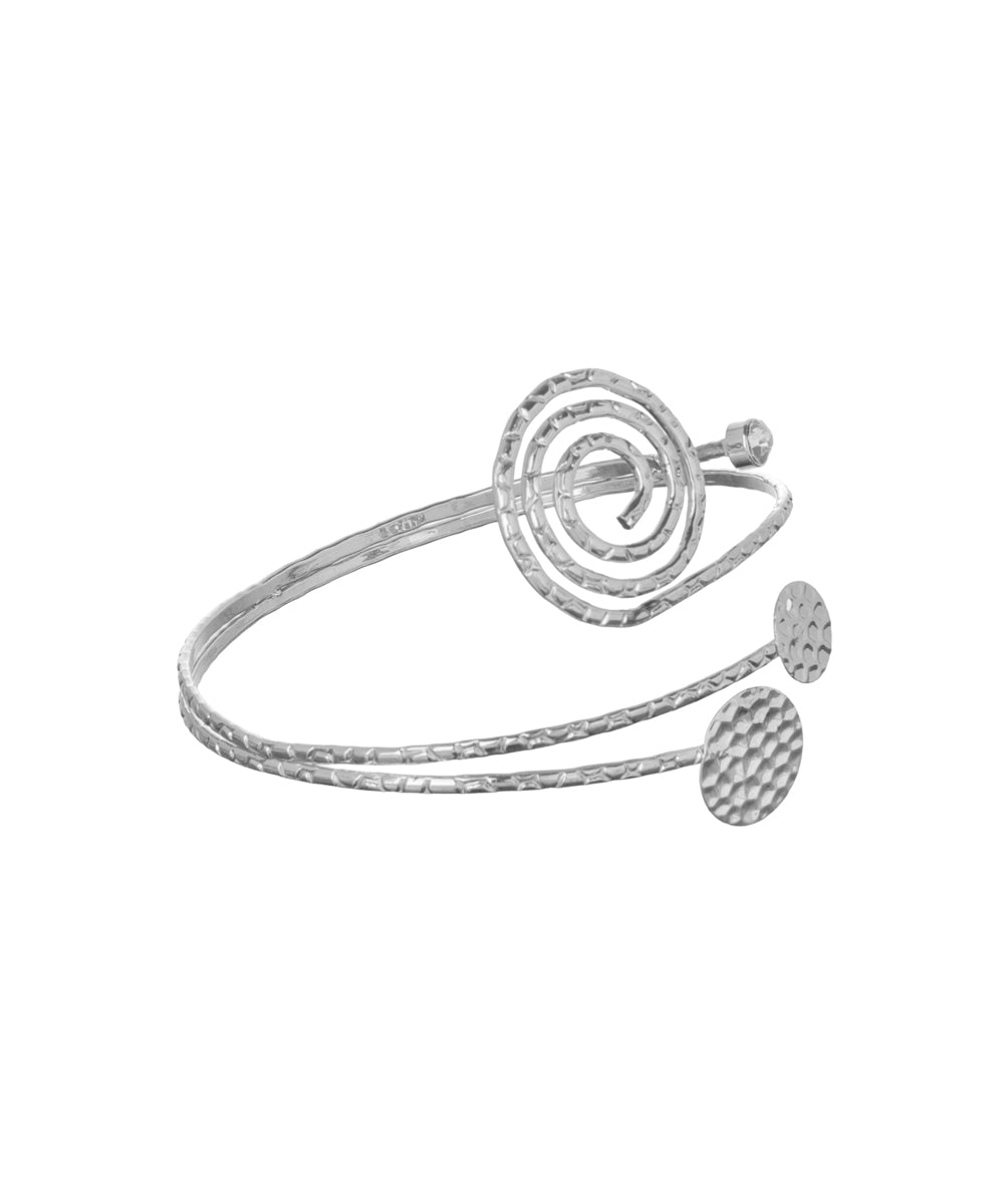 Modern Spiral Motif Arm Cuff with Textured Discs | Stylika