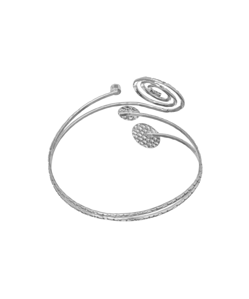 Modern Spiral Motif Arm Cuff with Textured Discs | Stylika