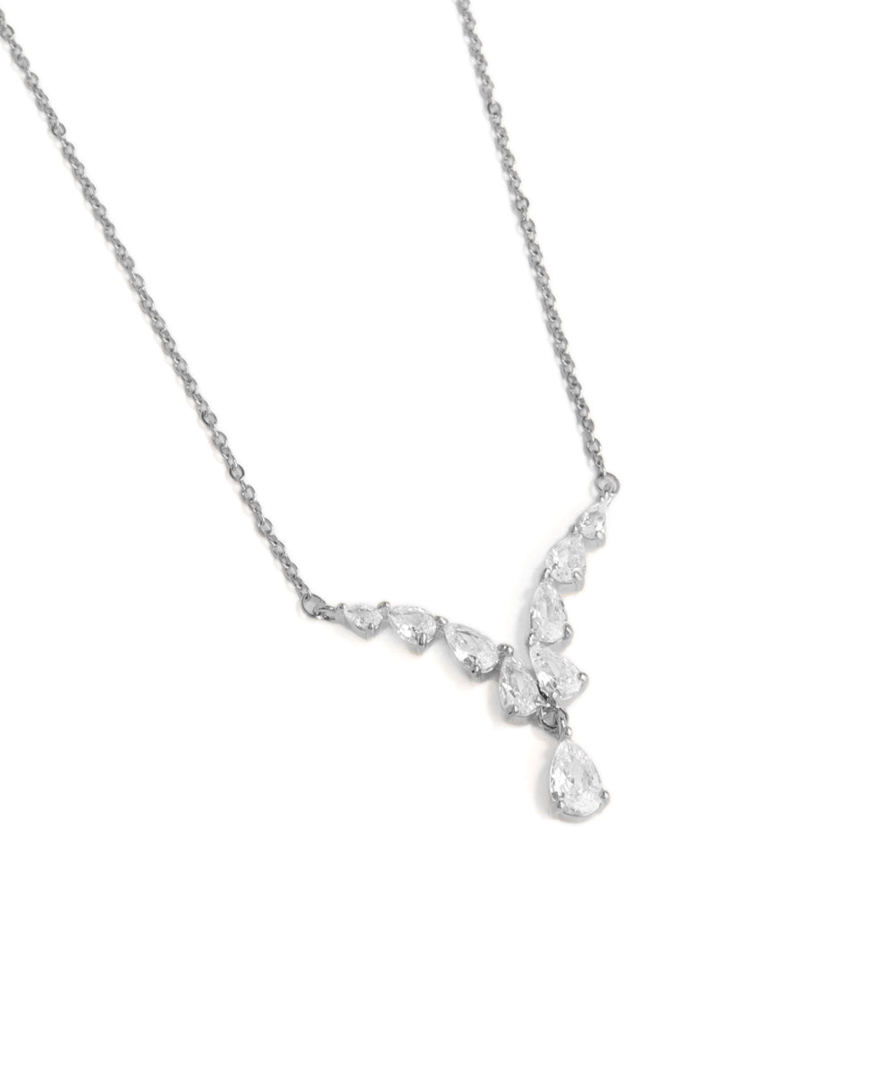 Delicate V-Shape Pendant Necklace with Drop | Stylika