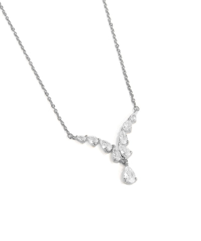 Delicate V-Shape Pendant Necklace with Drop | Stylika