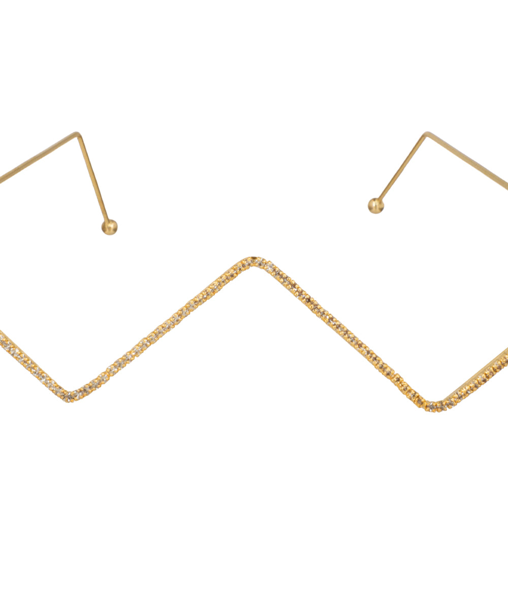 Zig-Zag Frame Bride Charm Embellished Facelet | Stylika