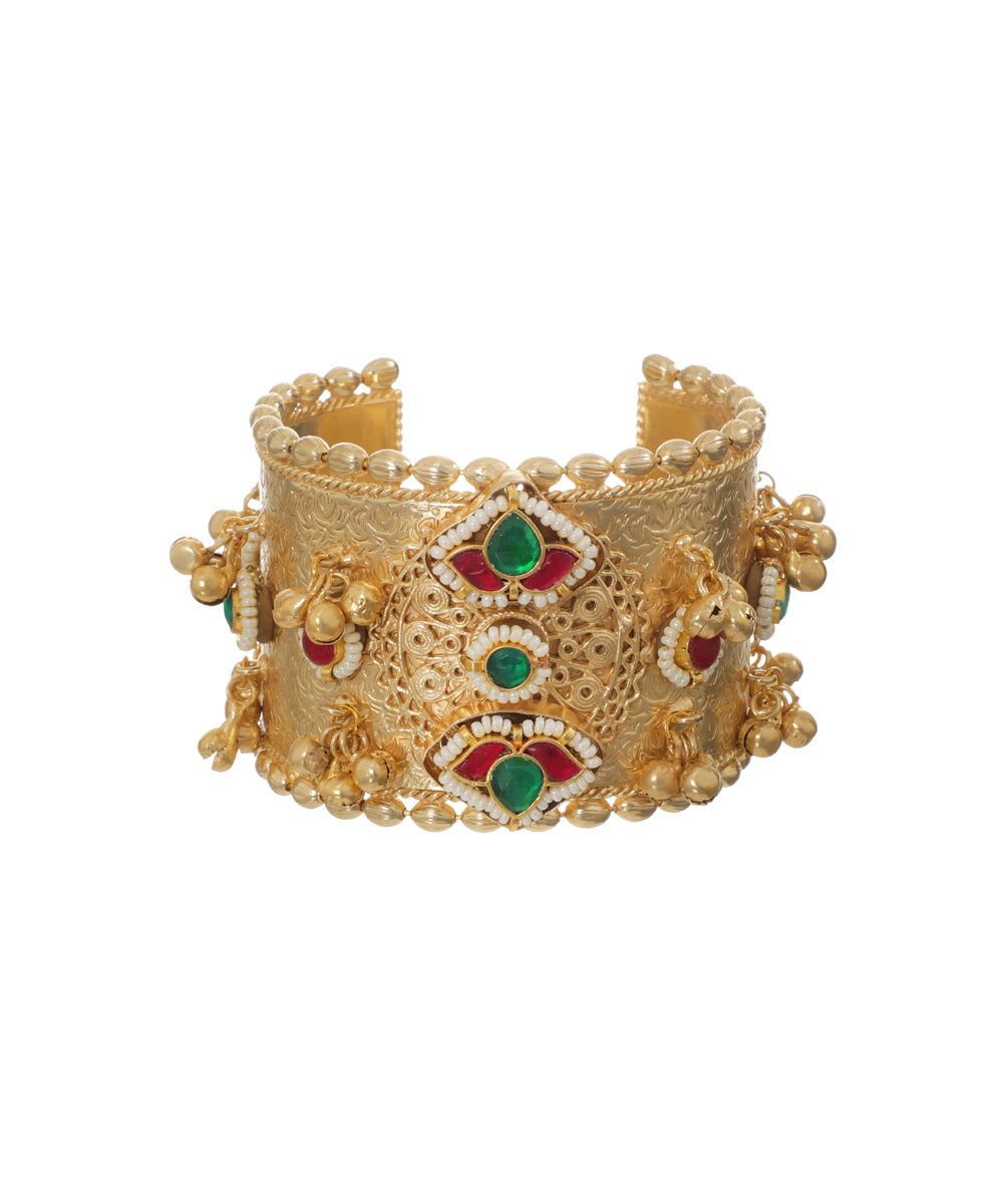 Heritage Inspired Oxidised Cuff Bracelet with Drops | Stylika