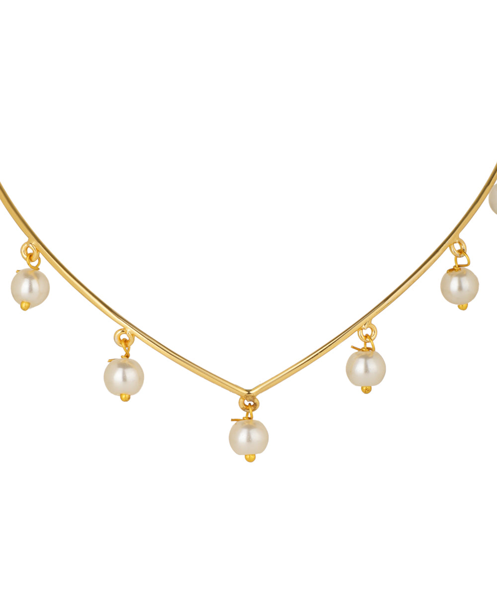 V-Shape Faux Pearl Drop Tiara | Stylika