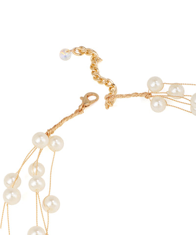 Graceful Multi-Strand Pearl Detail Necklace | Stylika