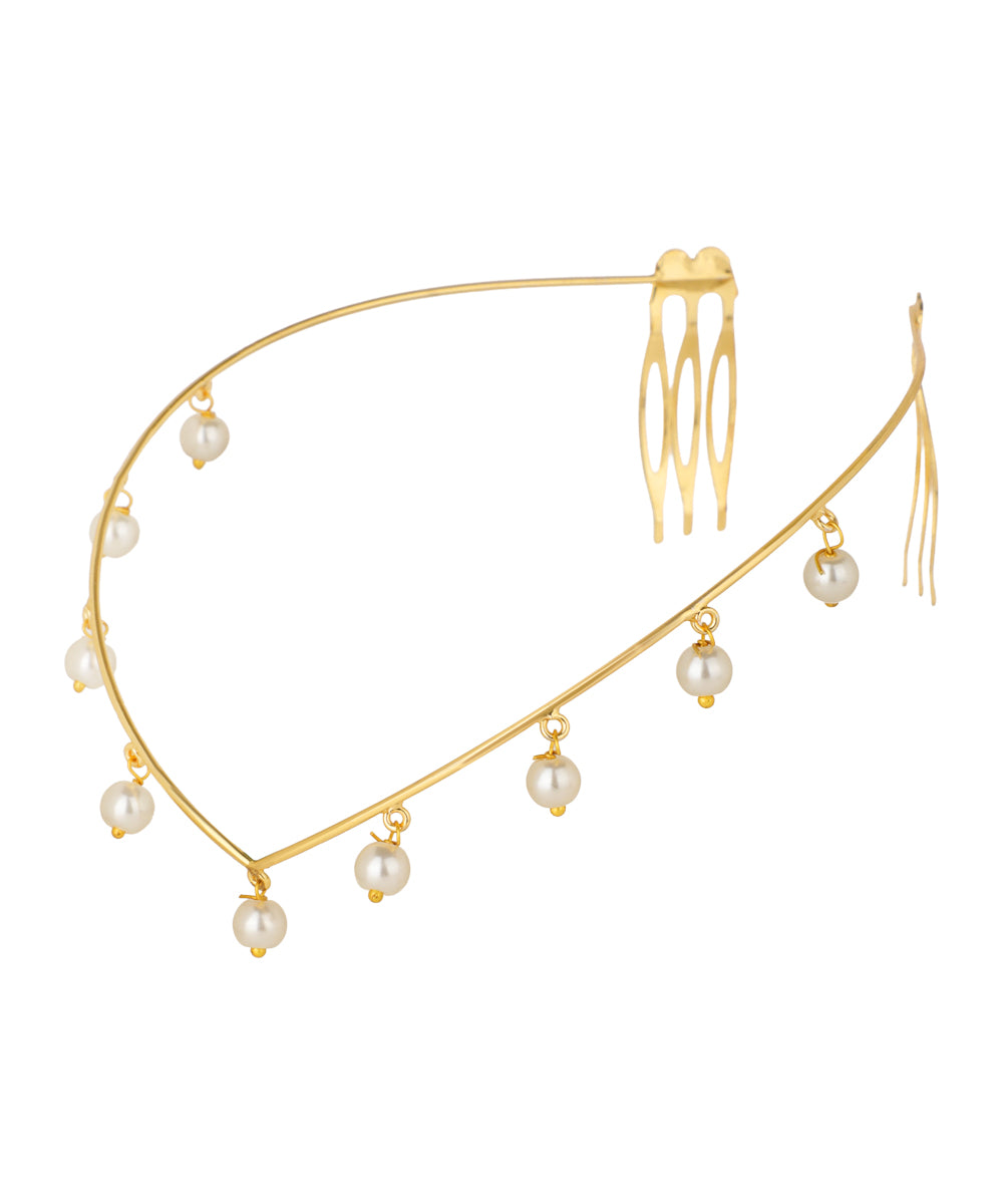V-Shape Faux Pearl Drop Tiara | Stylika