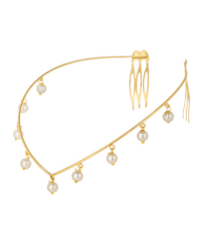 V-Shape Faux Pearl Drop Tiara | Stylika