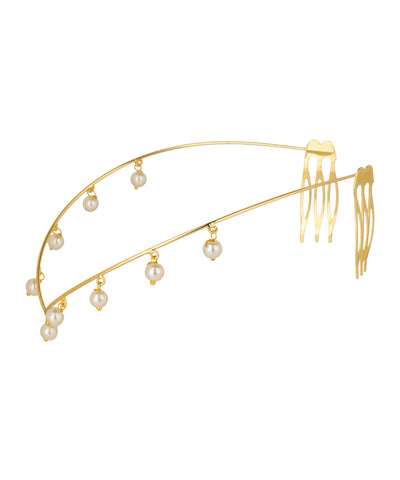 V-Shape Faux Pearl Drop Tiara | Stylika