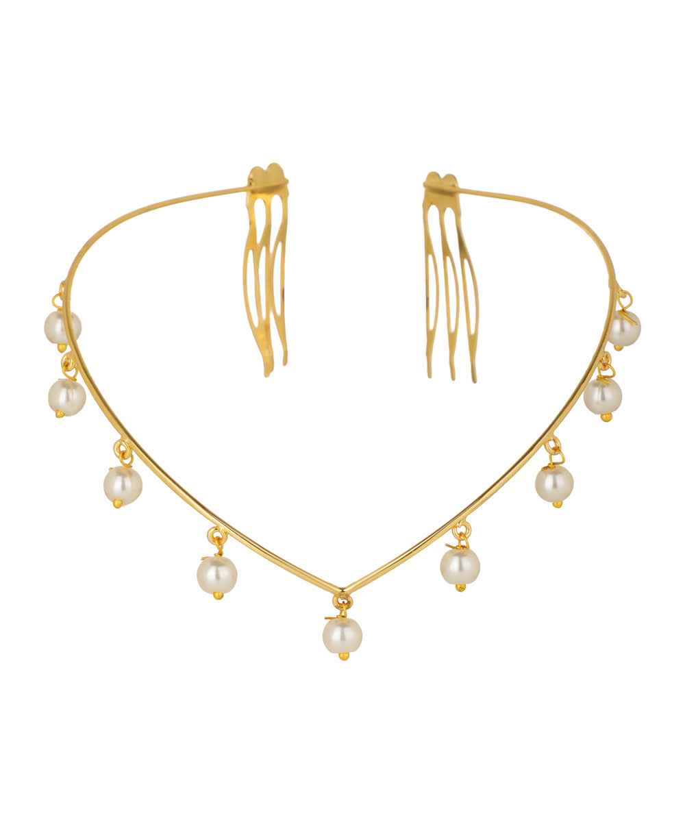 V-Shape Faux Pearl Drop Tiara | Stylika