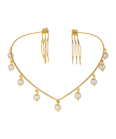 V-Shape Faux Pearl Drop Tiara | Stylika